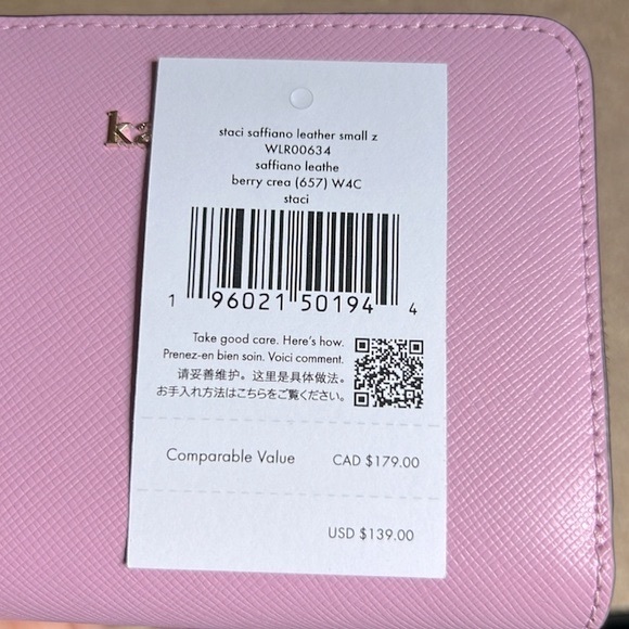 NWT Kate Spade Staci Small Zip Around Wallet (Berry Crea) - Picture 7 of 7